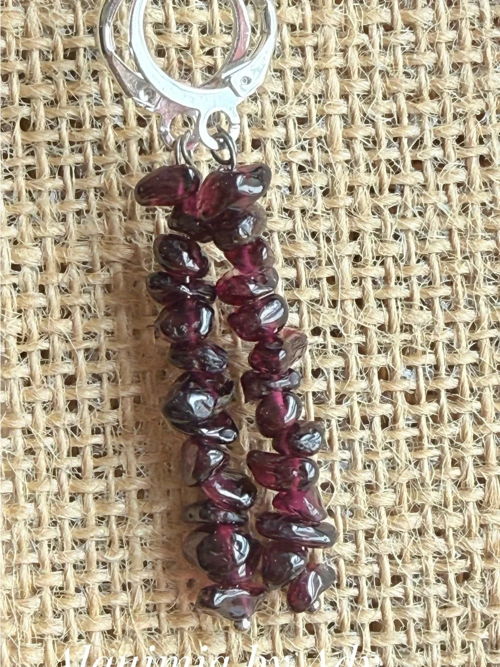 Handmade Deep Purple garnet Beaded Drop Earrings - 2”